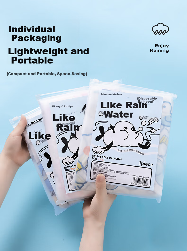 AIKANGNI Children's Raincoat for Ages 6-12, Disposable Thickened Heavy-Duty Waterproof Student Full-Body Protection Portable Stylish Bubble Rabbit Desig 12