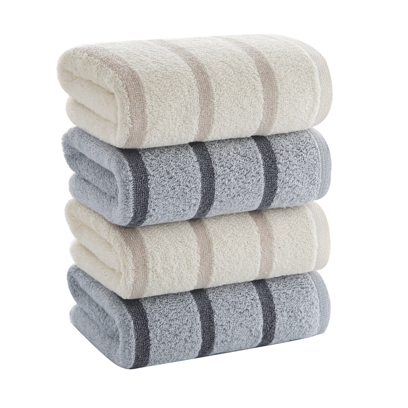 KING SHORE Cotton Towel, Grade A Thickened Absorbent Face Towel, Xinjiang Cotton Sports Towel, Gray-Brown, 4-Pack, 70*34cm, 106g