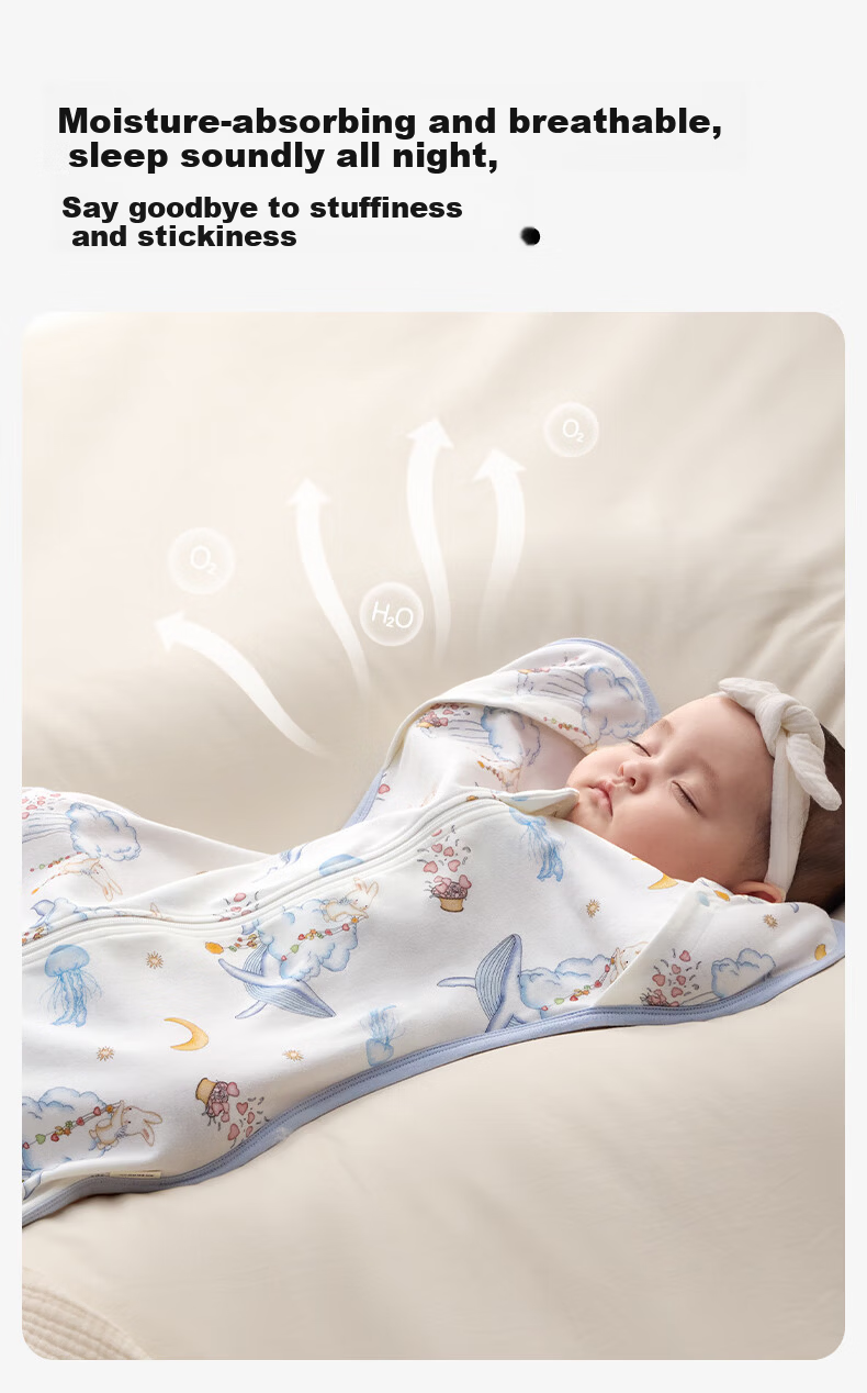 October Crystals Baby Anti-Startle Sleep Sack Swaddle Blanket One-Piece Pajamas All-Season Universal Jinglan Yunmeng M 14