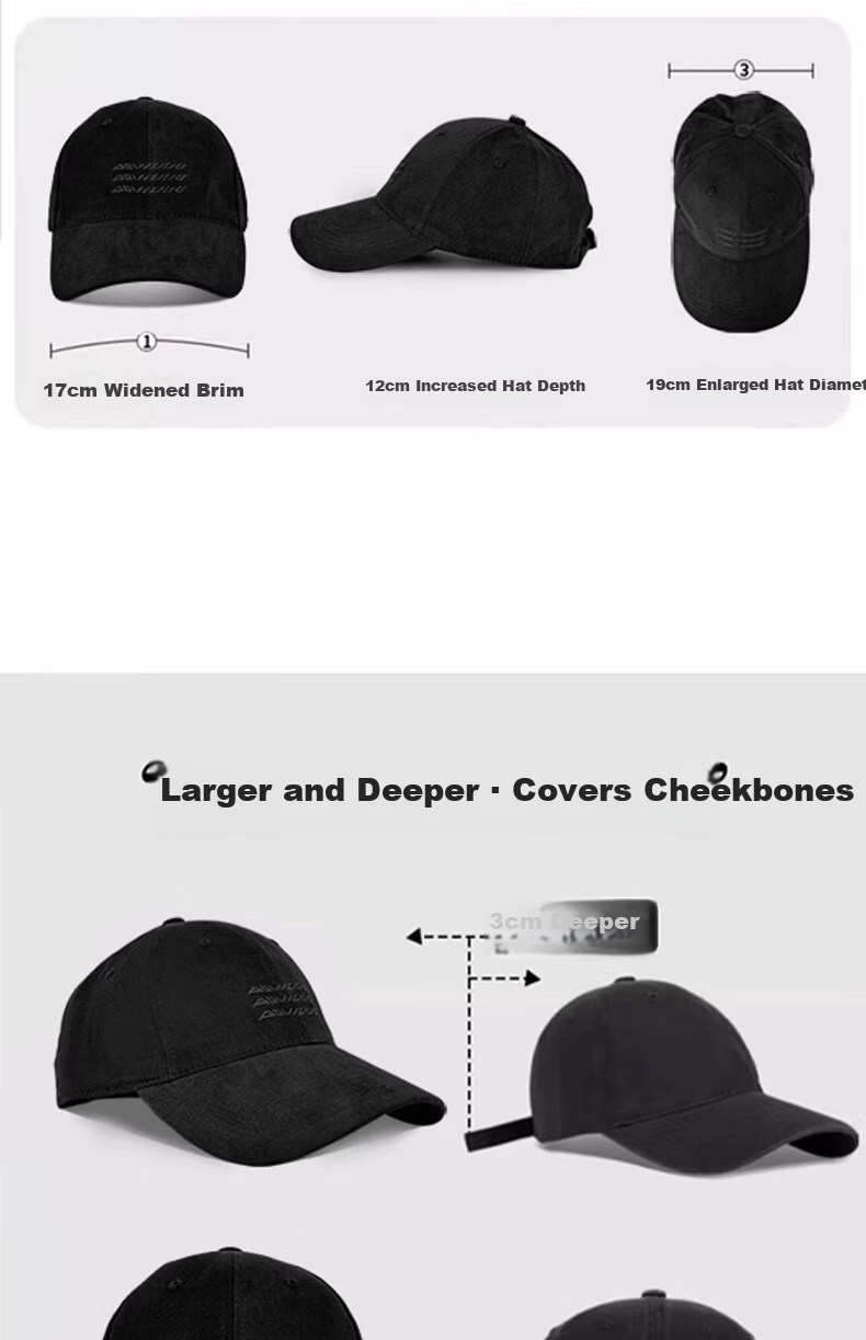 HAOGUAN Women's Baseball Cap Spring Summer New Retro Washed Fleece Sun Protection Duckbill Hat Korean Style Versatile Large Head Circumference Trendy Cap 3