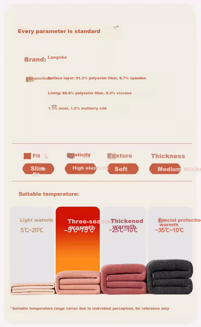 LangSha Mid-Neck Wool and Silk Thermal Underwear Set for Men 26 Autumn Winter New 7A Antibacterial Fleece Lined Heating Top and Bottom Set 11