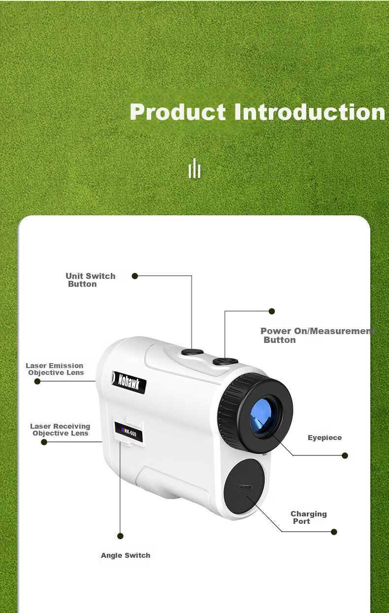 Nohawk Golf Rangefinder Binoculars, Outdoor Long-Range Measuring Device for Home Use, 1000Y Slope Compensation + Angle Switch 8