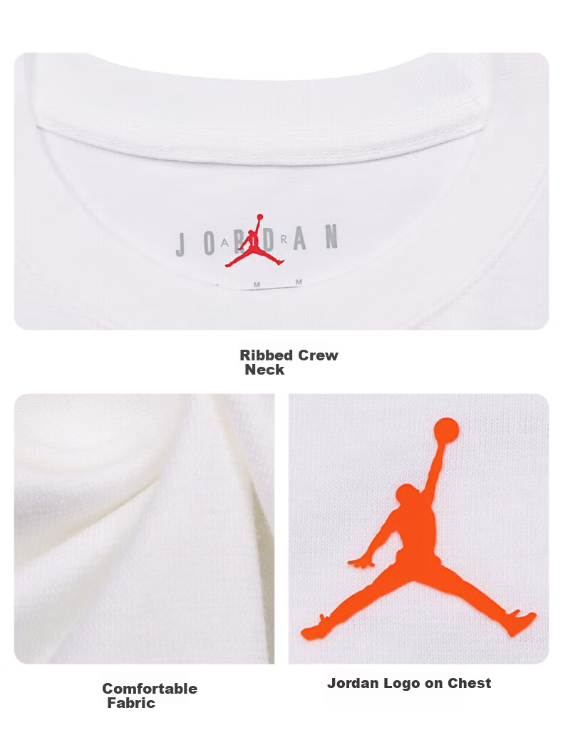 Jordan Women's Cotton Classic Loose Fit Short-Sleeve T-Shirt II0489-100 White M 6
