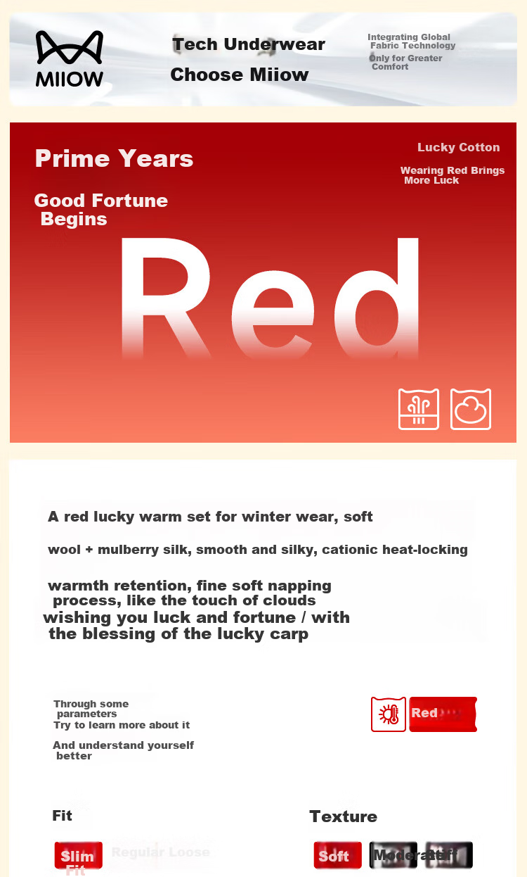 MiiOW Women's Red Thermal Underwear Set for the Year of the Horse, Including Socks, Autumn Clothes, and Pants, Suitable for Marriage and Birth Year Celebration 1