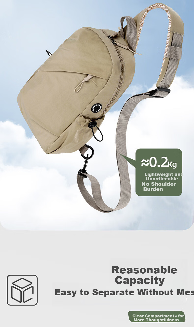 JEVI Men's Chest Bag Casual Water-Resistant Oxford Cloth Crossbody Shoulder Bag Korean Style Trendy Front Chest Bag 6