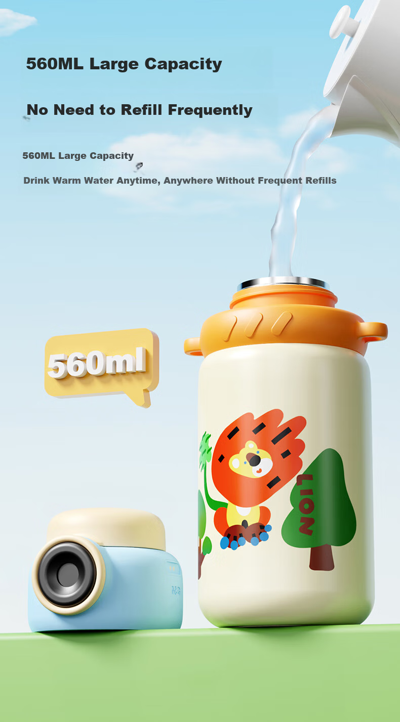 M&G Fingerprint Unlock Children's Smart Insulated Water Bottle 560ml Large Capacity 316L Stainless Steel Straw Cup for Students Girls 4