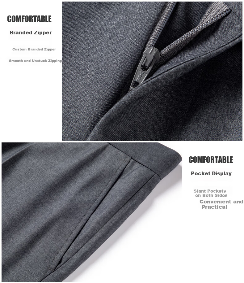 FIRS Men's Non-Iron Summer Loose Casual Business Dress Pants Straight Leg Trousers Navy Thin 29 8