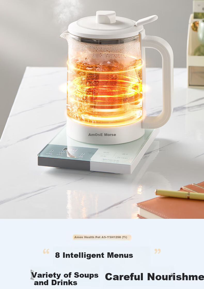 Amos Pure Titanium Health Kettle 1.2L Household Tea Kettle Baby-Grade 316 Electric Kettle Fully Automatic Insulation Appointment Flower Tea Kettle AS-YSH1258(Ti) 7