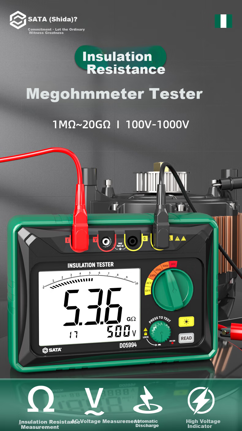 SATA Insulation Resistance Tester Digital Electronic Megohmmeter High Voltage 1000V Leakage Meter D05994 1