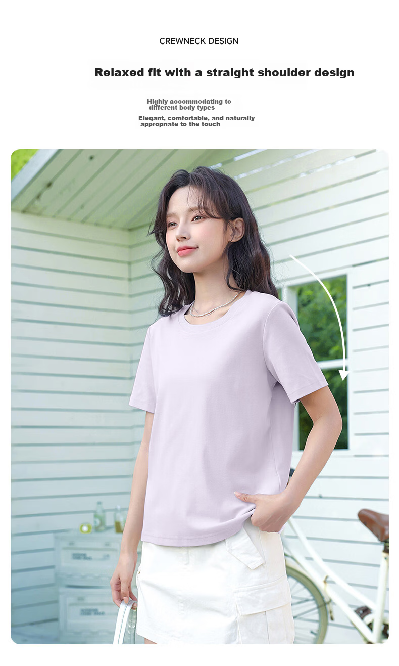 Baleno S&K Solona Cooling Short Sleeve T-Shirt Women 2026 Summer Regular Fit Simple Solid Color Crew Neck Top 7