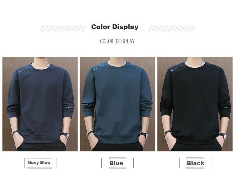 TUCANO Men's Sweatshirt Spring Autumn Long Sleeve T-Shirt Base Layer Crew Neck Pullover Casual Jacket Navy Blue L 2