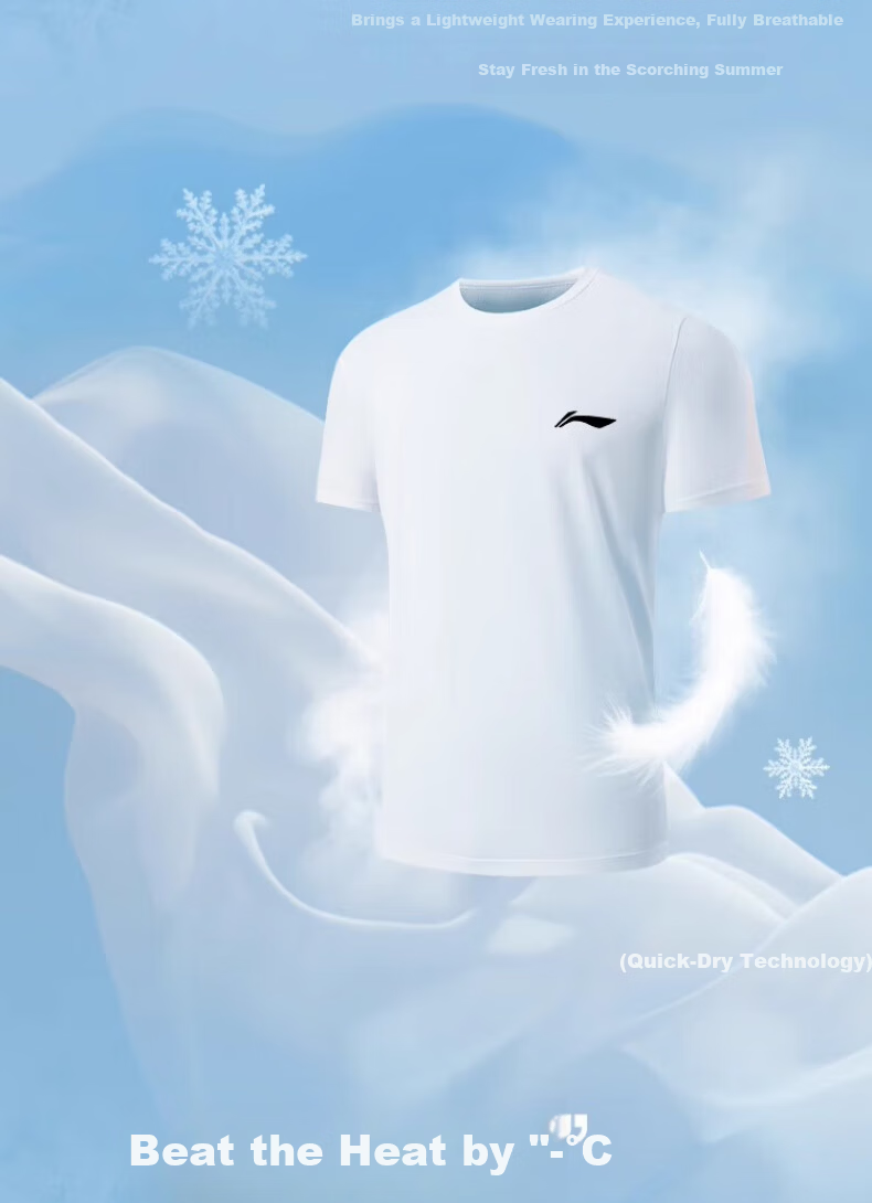 LI-NING Quick-Dry Men's Short Sleeve Summer Breathable Simple AHST575-2-3XL 4