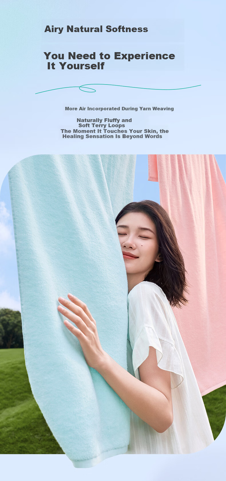 PurCotton Bath Towel 100% Cotton Antibacterial Extra Large Thick Absorbent No Shedding Bath Sheet Sakura Pink 70x140cm 7