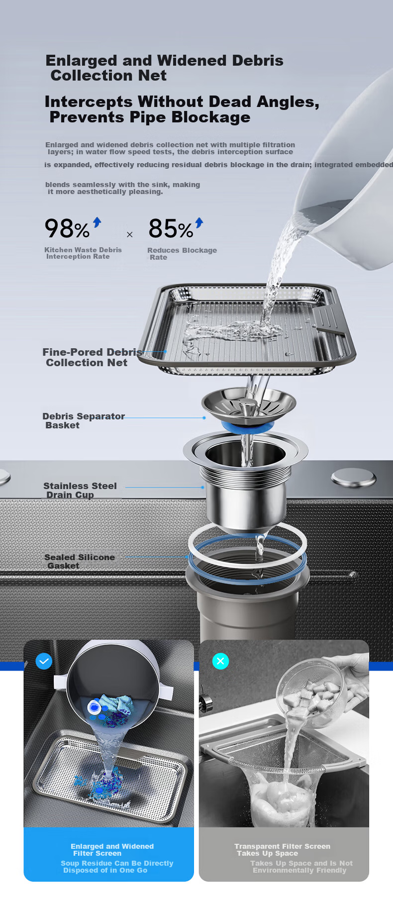Haier 304 Stainless Steel Sink Textured Thickened Large Single Bowl 68x45 Vegetable Washing Basin with Pull-out Faucet H08 5