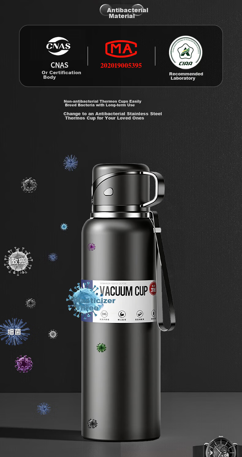 LINGCHEN Large Capacity Insulated Water Bottle for Men and Women, Tea Separation Cup, 316 Stainless Steel Student Water Bottle, Gift for Elders 1