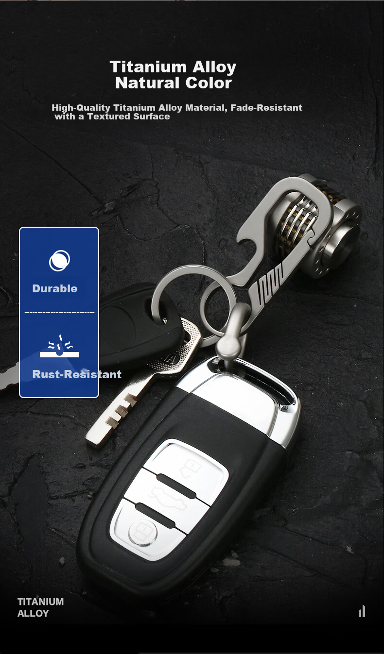 BO YOU Titanium Alloy Multifunctional Keychain Men's Waist Hanging Simple Personalized Car Keychain Women's Key Pendant Gift 7