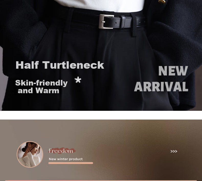 MiiOW Women's Half Turtleneck Fleece-Lined Thickened Base Shirt 2025 New Autumn Winter Warm Inner and Outer Wear Top 2