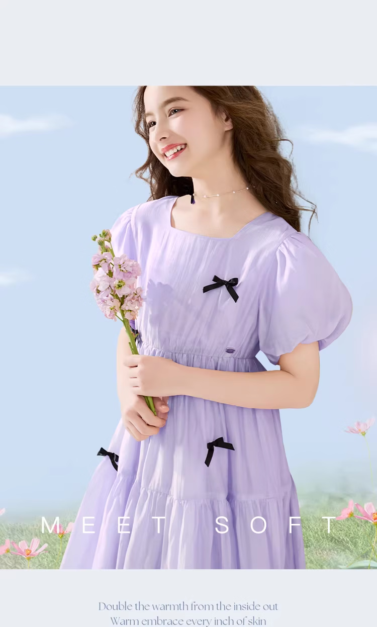 Disney Girls Summer Dress New Children's Princess Dress Large Kids Stylish Tencel Chiffon Dress EQ020 Pink 170 13