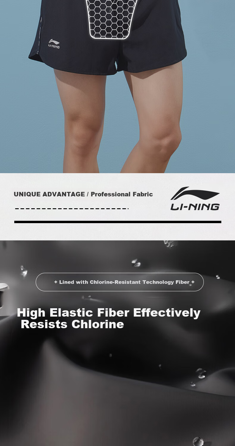 LI-NING Men's Swim Trunks Anti-Embarrassment Boxer Briefs Double-Layer Comfortable High Elasticity Beach Holiday Shorts 331 Black L 8