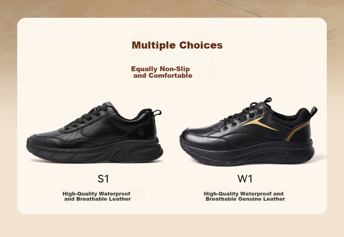 ChuWang Non-Slip Water-Repellent Oil-Resistant Chef Shoes Men's Casual Sports Leather Work Shoes New Model Size 43 6