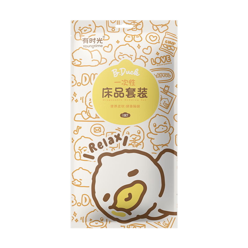 Time Train Sleeper Disposable Curtain Bedding Set [Curtain] Quwan Duck 1 Piece + Peach You 1 Piece