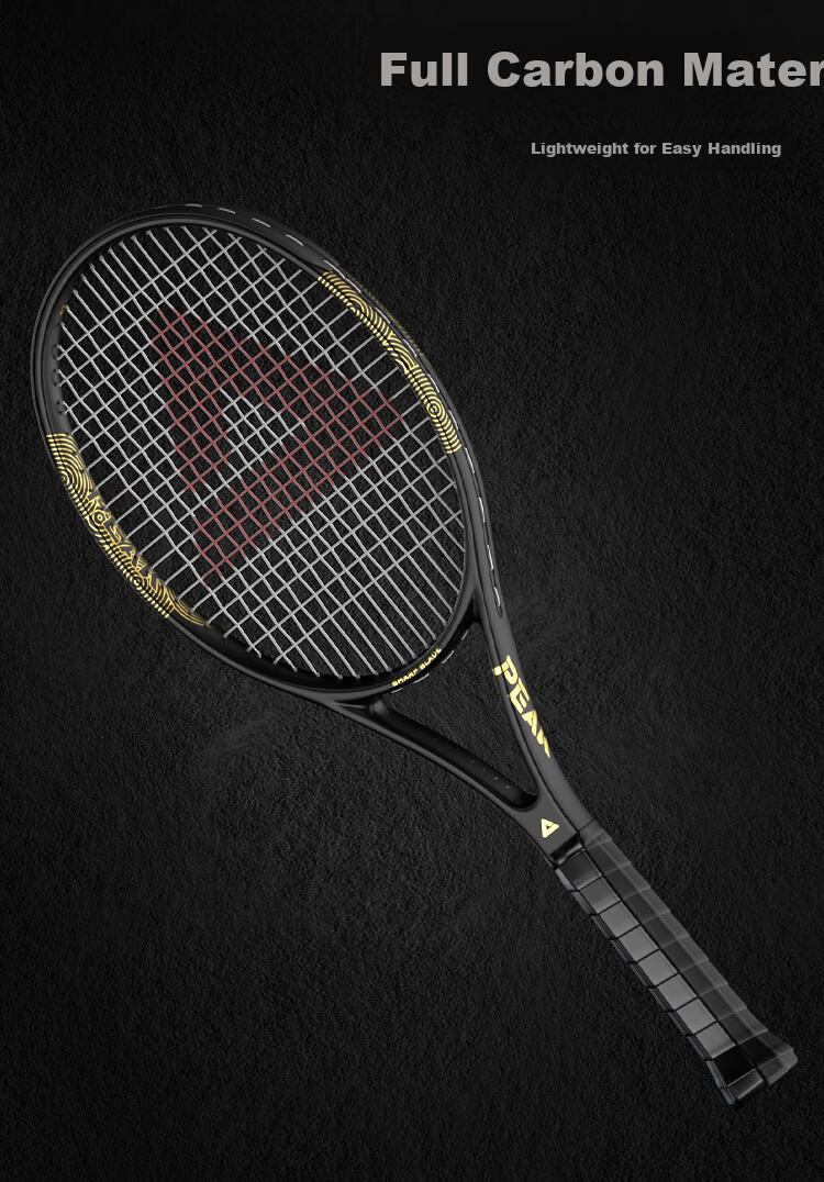 Peak Tennis Racket Full Carbon Beginner Training Rebound Ball Competition Elastic Blade Black Gold 5