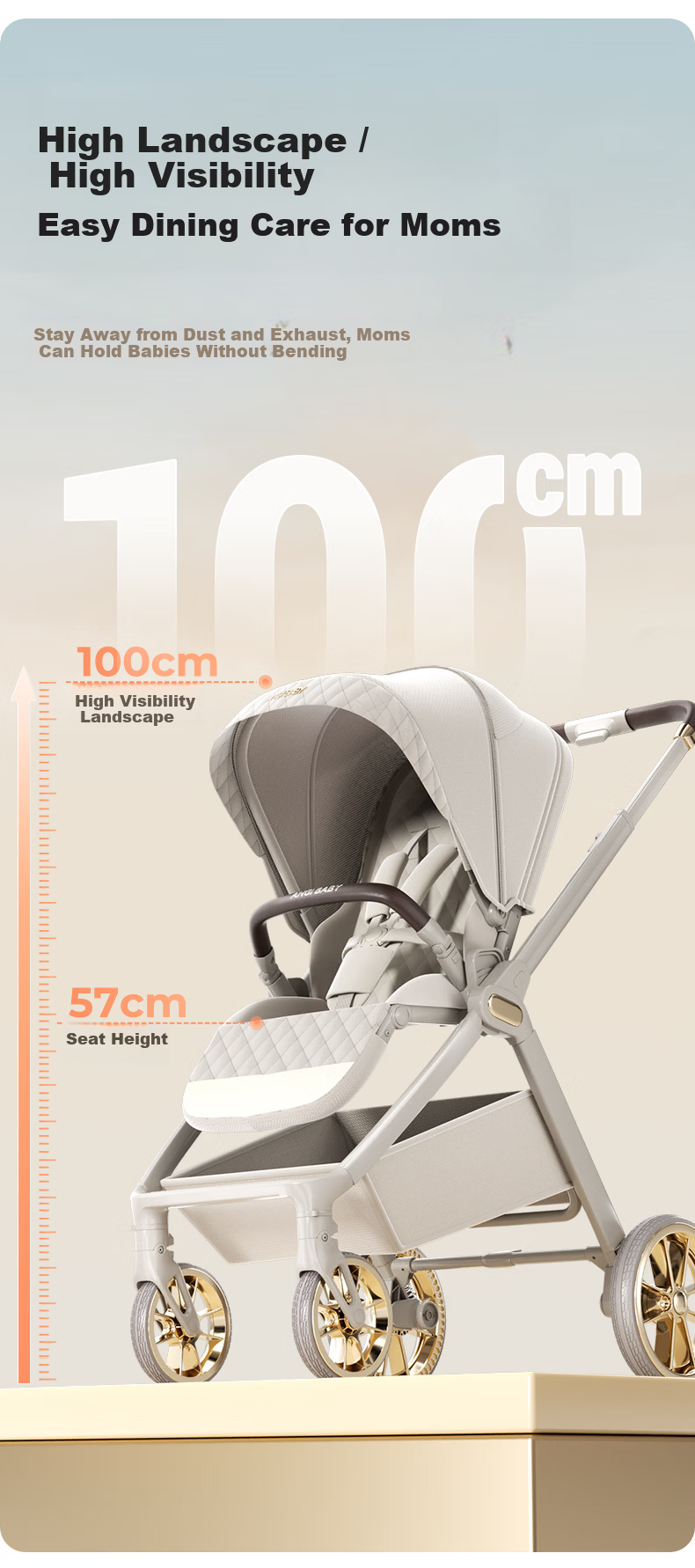 ANGI BABY Yijing Baby Stroller 0-3 Years Foldable Lightweight High Landscape Reversible Pushchair 16