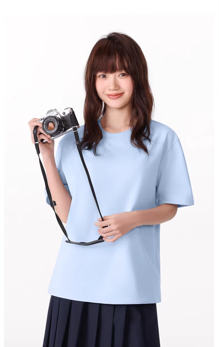 Langsha Pure Cotton Short Sleeve T-Shirt Men Wide Shoulder Summer New Women's Regular Shoulder Half Sleeve Unisex Top Base Shirt 15