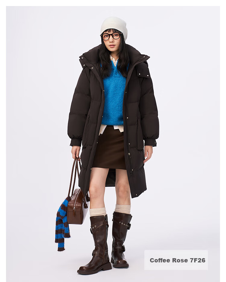 BOSIDENG Off-Season Women's Winter Down Jacket Loose Mid-Length Casual Thickened Removable Hood Stand Collar Casual Coat 16