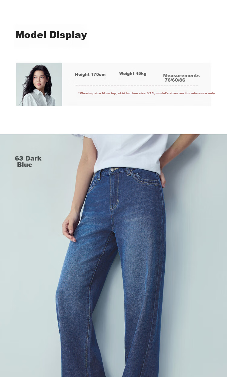 Giordano Women's Pants, New Summer 2026 Style, Pure Cotton Vintage Washed Straight-Leg Whisker Jeans, 13416339 11