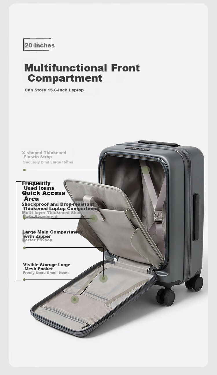 JD Jingzao TuoJie 24-inch Luggage Suitcase for Men and Women Side-Opening Large Capacity Trolley Case with Password Lock Travel Business Trip Graphite Gray 6