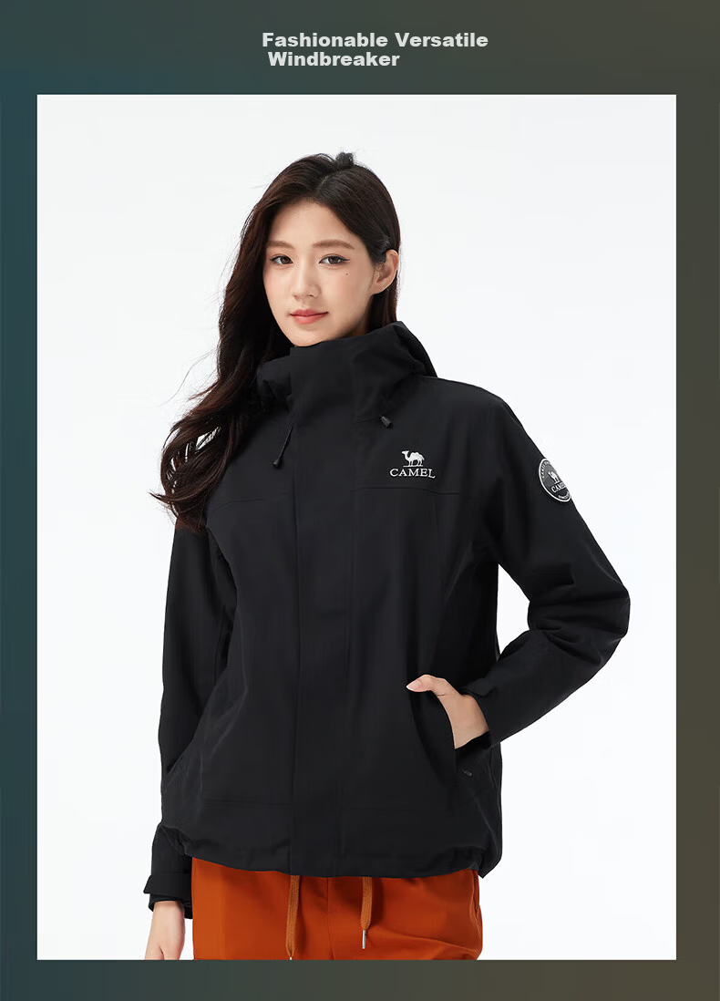Camel Women's 3-in-1 Outdoor Waterproof Windproof Rain Jacket Hiking Coat for Men 26