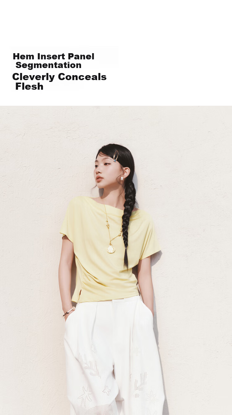 Semir Chen Duling Women's Short Sleeve T-Shirt 2026 Summer Crop Off-Shoulder Waist Slim Atmosphere Top 109326100005 10