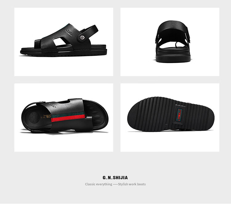 Bull Family Men's Summer Sandals New Beach Shoes Genuine Leather Dual-Purpose Slippers for Middle-Aged and Elderly Fathers 23