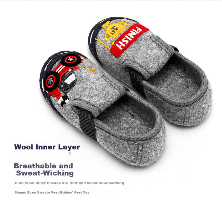 Xiaorong Children's Soft Sole Racing Shoes 2-8 Years Old Boys Indoor Non-Slip Floor Shoes Wool Autumn Winter Warm Cartoon 18