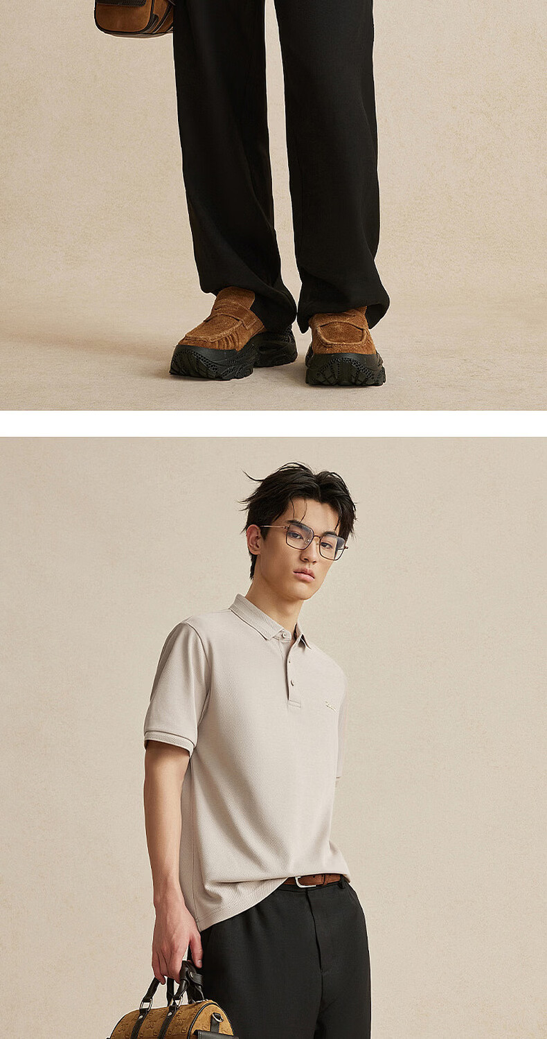 CABBEEN Pik Da Zhu Di Men's Polo Shirt Honeycomb Texture Crisp Shape 2026 Summer Short Sleeve Breathable Polo Shirt 16