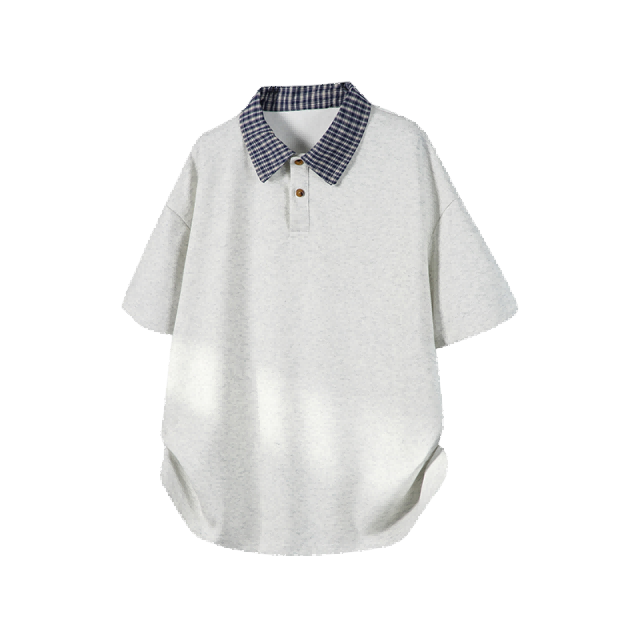 Dingfengbaoluo Men's Summer Polo Shirt Fake Two-Piece Plaid Shoulder Splicing Casual Short Sleeve NUO40 Black 2XL