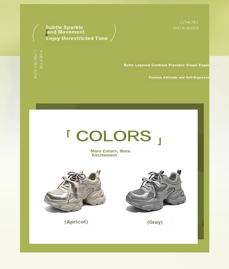 Belle Chunky Dad Sneakers for Women, 2026 New Spring And Summer Mesh Breathable Sports Casual Shoes JD028AM6 Apricot Color Size 36 2