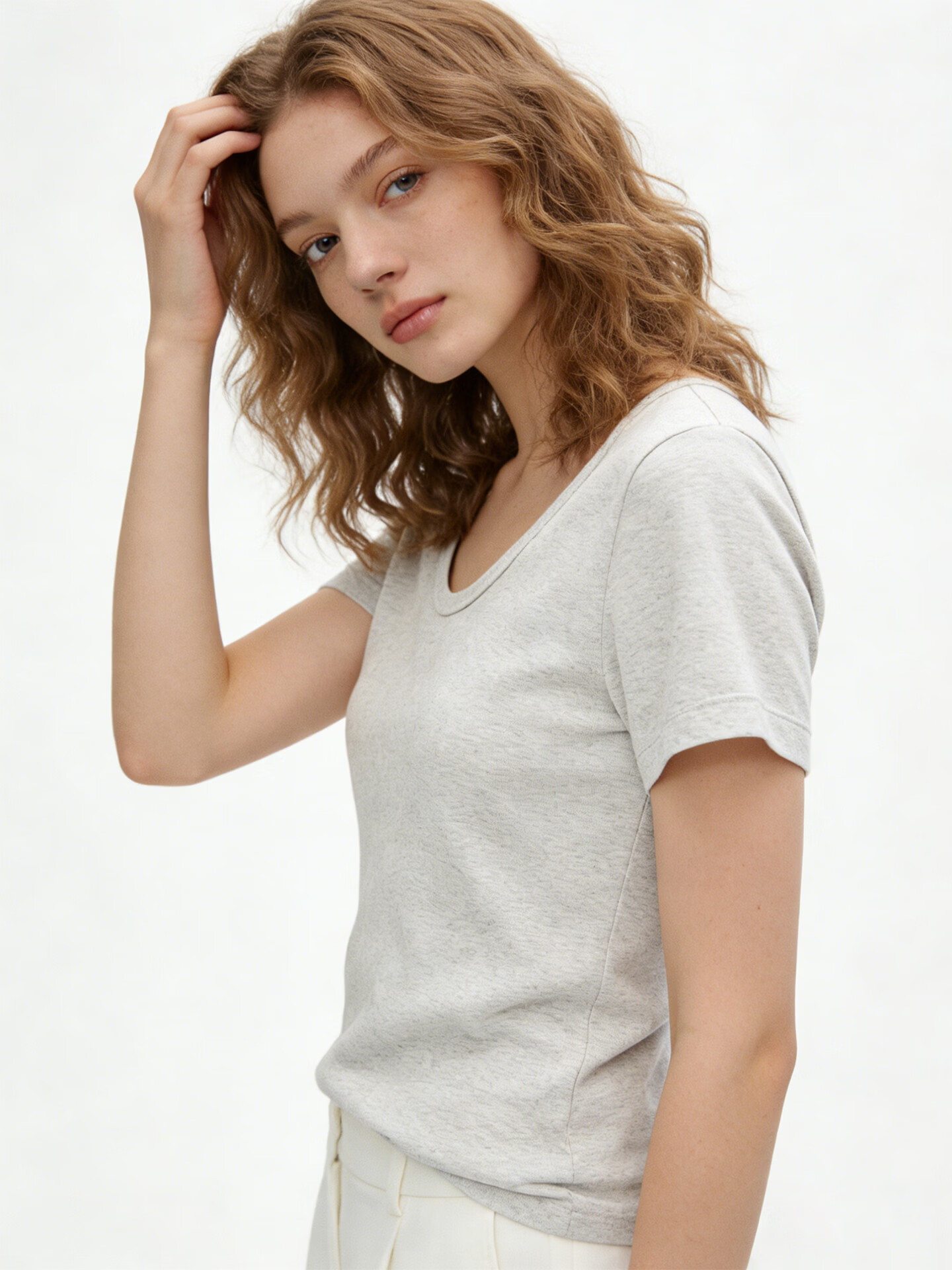 TUCANO Women's Short Sleeve T-Shirt Summer Cotton Solid Color Thin Stretch U-Neck Slim Fit Top Black 2XL 12