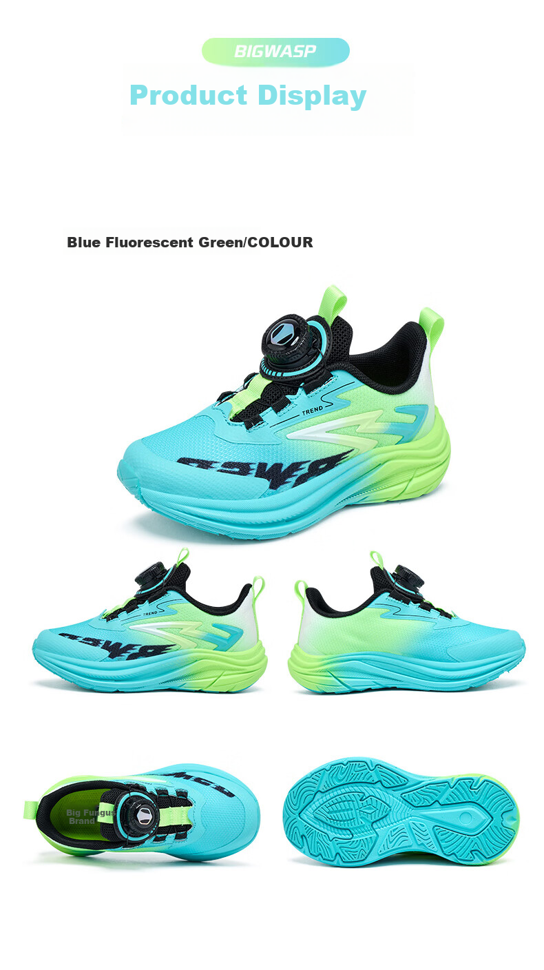 BIG WASP Boys' Running Shoes Spring 2026 New Children's Sports Shoes D112611592W Dark Blue Moon (Single Mesh) 9