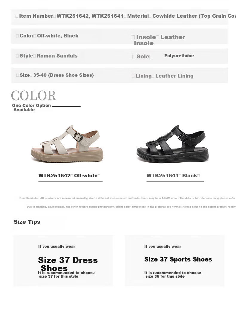 Red Dragonfly Women's Soft Sole Leather Sandals Casual Comfortable Flat Beach Shoes WTK251642 Off-White Size 38 6
