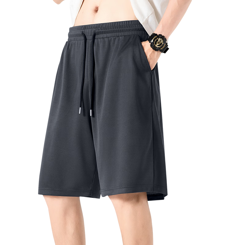 GENIOLAMODE Men's Shorts, Summer Lightweight Ice Silk Cool-Feeling Quick-Dry Mesh Breathable Five-Point Pants for Outdoor Wear