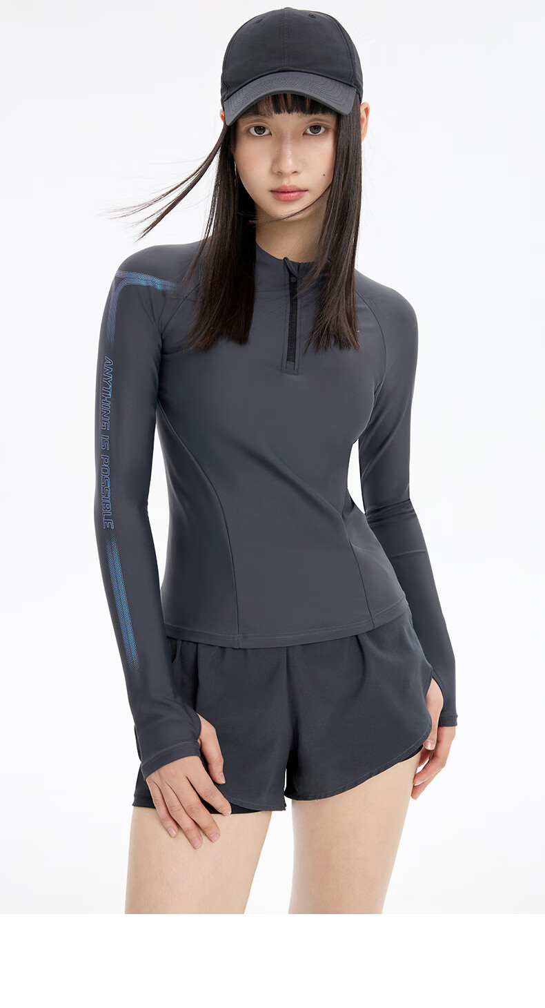 LI-NING Women's Premium 2026 New Split Long Sleeve Boxer Two-Piece Swimsuit Set Swimming Gear 1521 Black XL 11
