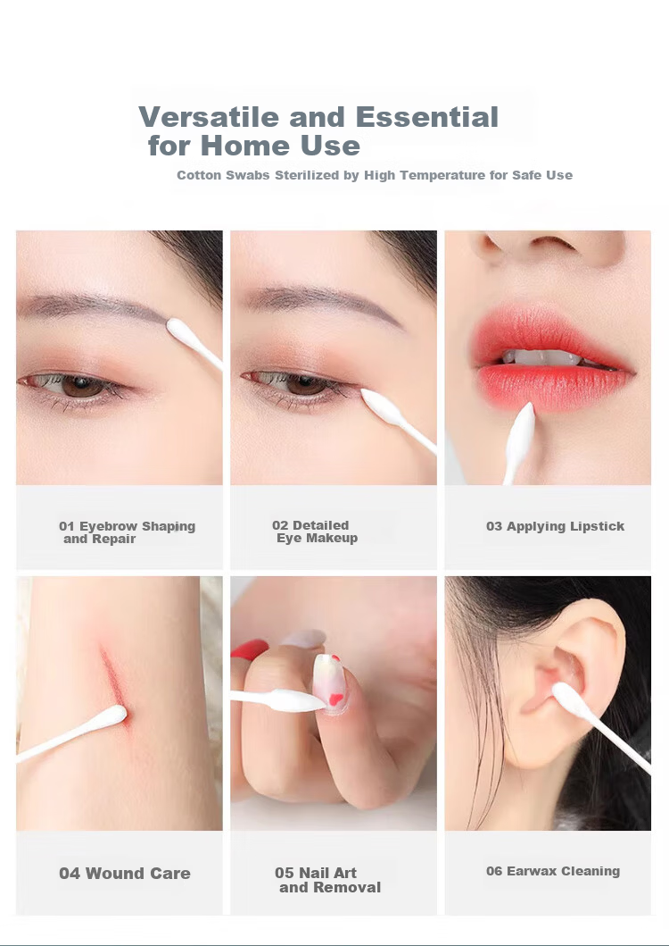 UPLUS Double-Ended Cotton Swabs, 400 Count, Ear Cleaning And Makeup Removal Swabs, Round And Pointed Tips, Disposable Cleaning Sticks 5