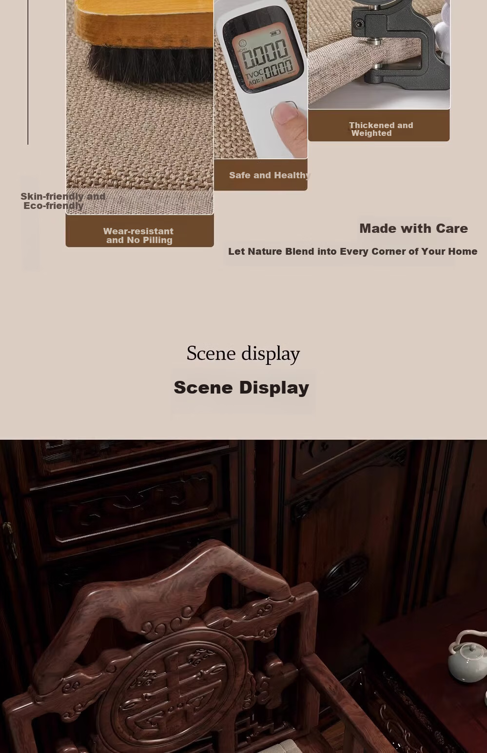 Qiqijia Chair Cushion, Chinese-Style Taishi Chair Pad, Thick And Soft, Redwood Solid Wood Sofa Cushion, Wear-Resistant, Tea Table Round Chair Seat Cushion, Butt Pad 5