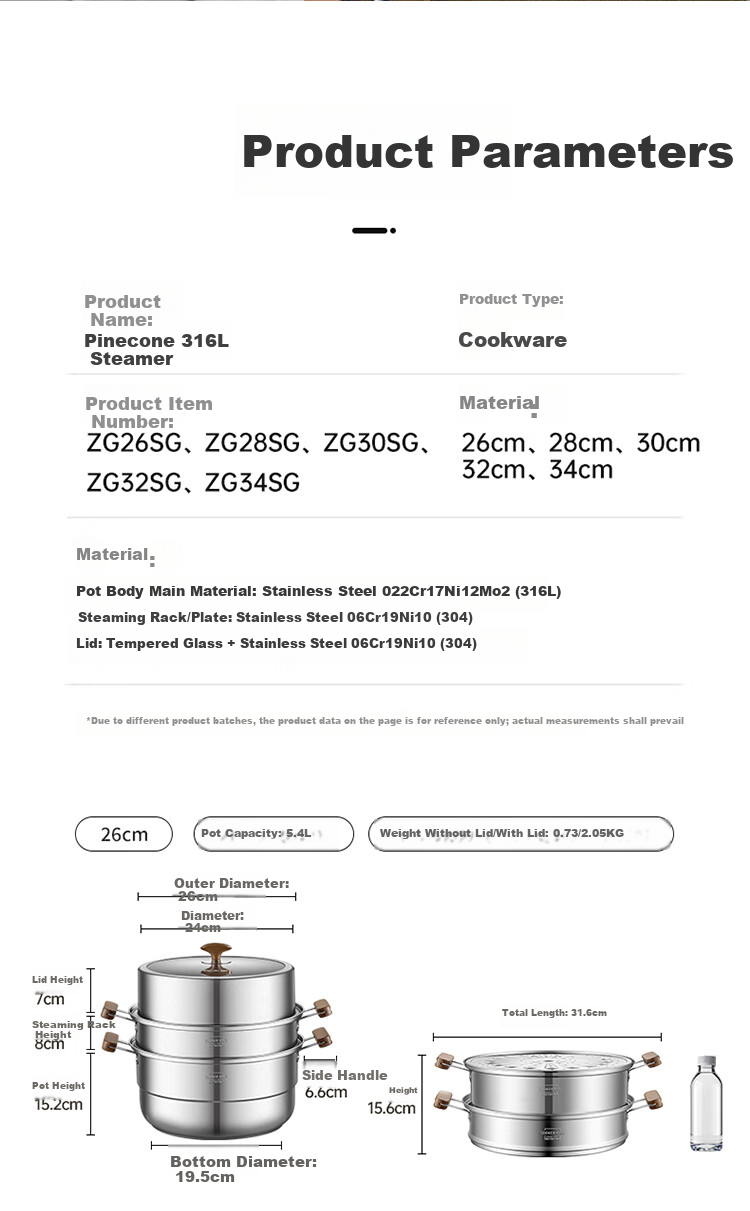 COOKER KING 316L Stainless Steel Three-Layer Steamer Pot with Composite Bottom, Household Soup Pot, Visible High Dome Lid, 30cm 14