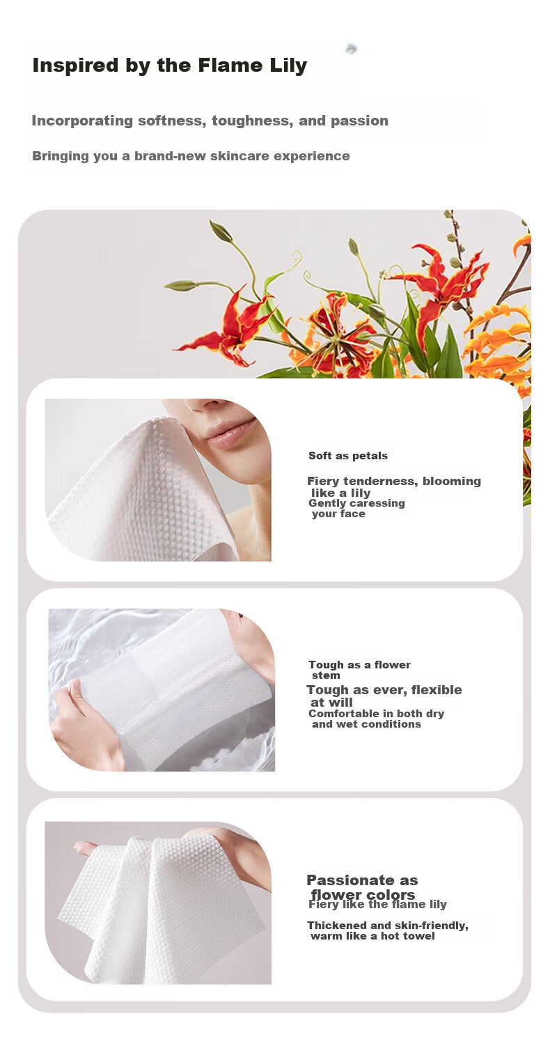 Huameihui Hanging Disposable Facial Wipes Double-Sided Flat and Pearl Texture Extra Large Thickened Dry and Wet Use 160 Sheets 2