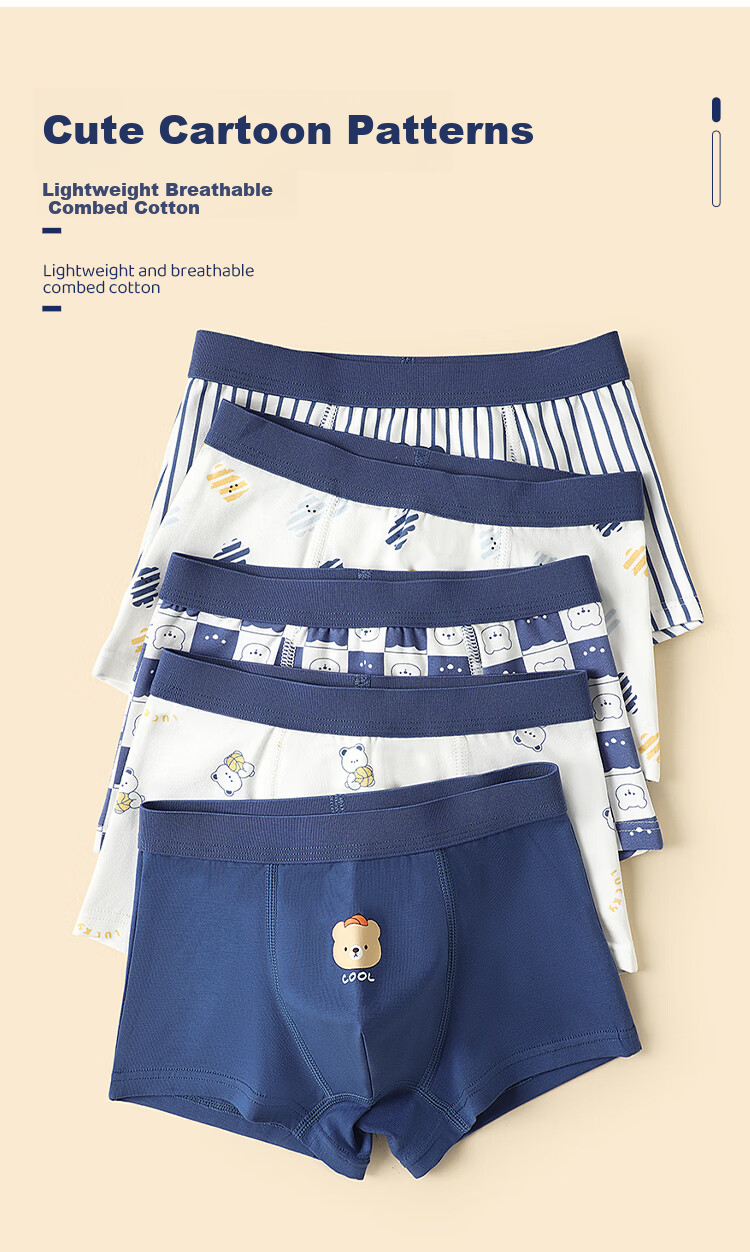 YUZHAOLIN Boys' 100% Cotton Boxer Briefs Children's Underwear Toddler Kids Soft Breathable Shorts 3