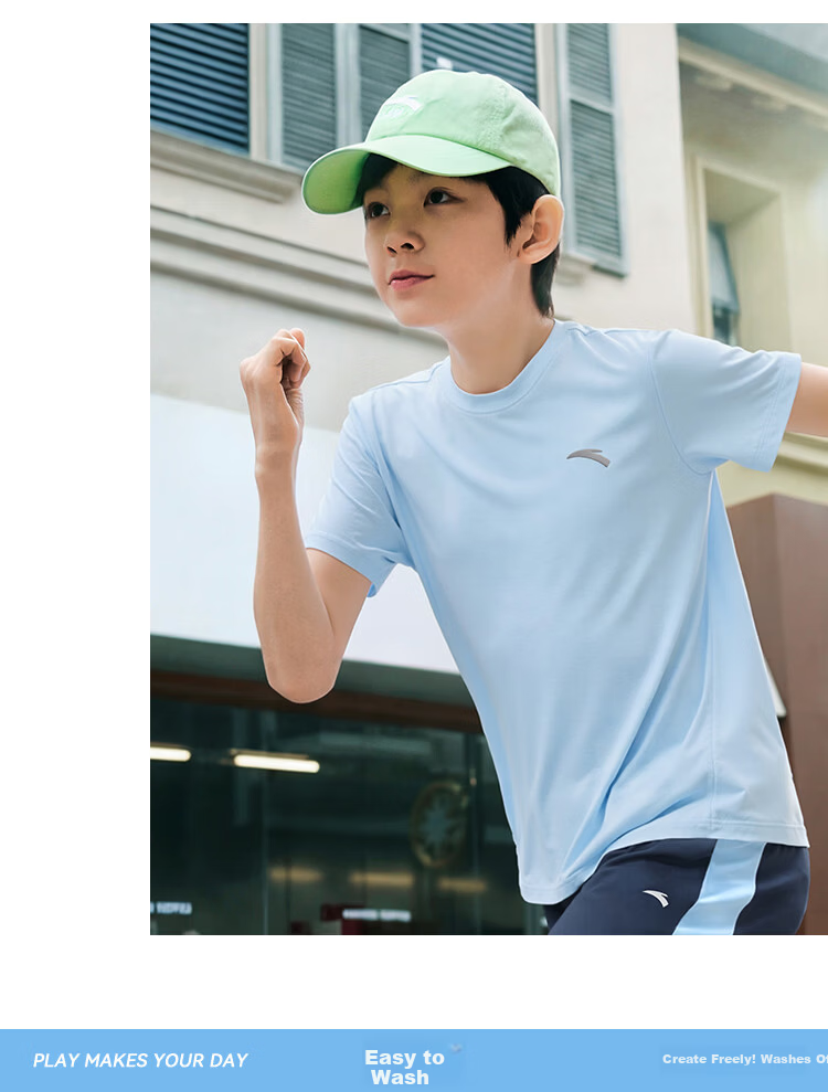 Anta Kids Short Sleeve T-Shirt Sports Quick-Dry Boys Summer 2026 Outdoor Short Tee Girls Easy-Care TA72625110 17