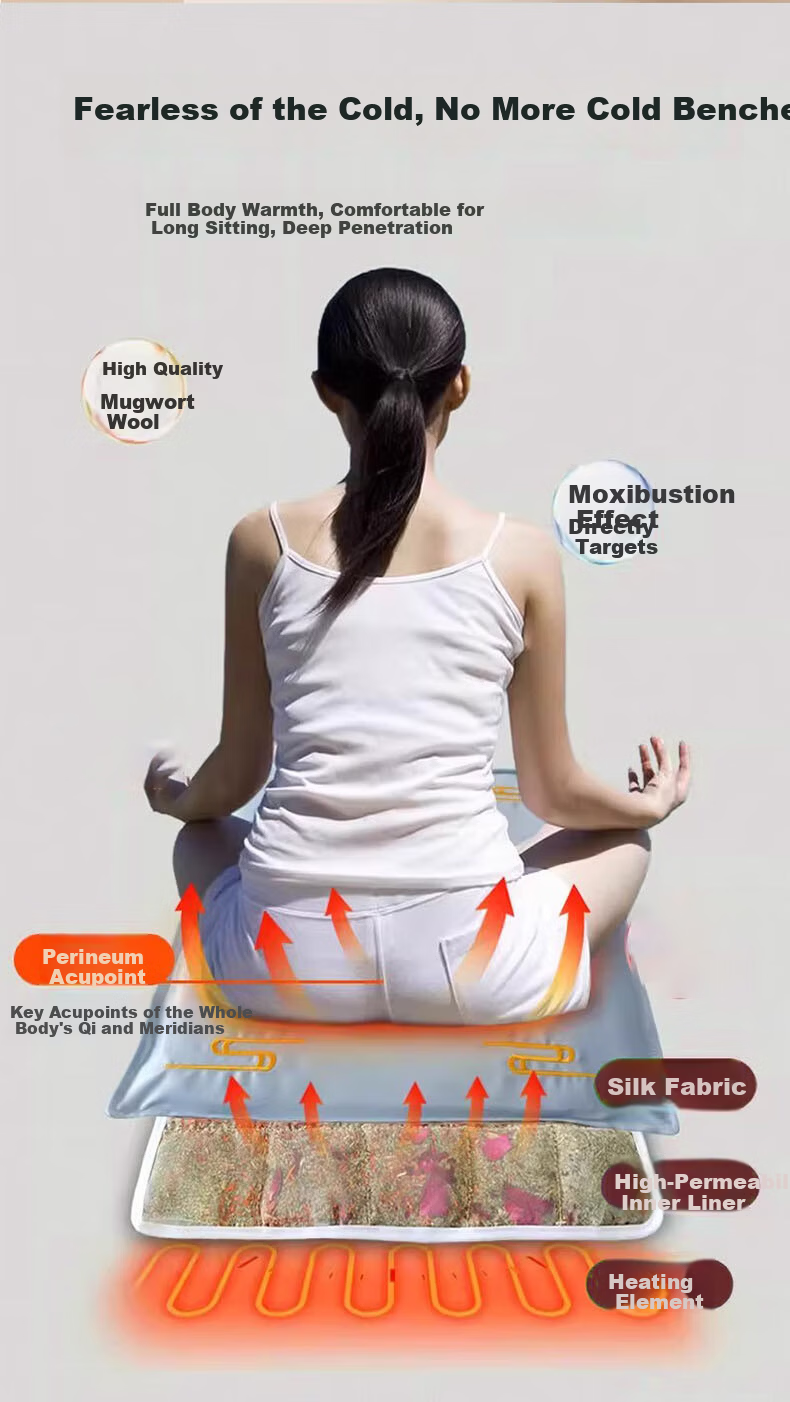 JEPPE Moxibustion Heating Seat Cushion Office Long Sitting Female Mugwort Meditation Cushion Hip Heat Therapy Health Care Heating Pad 4